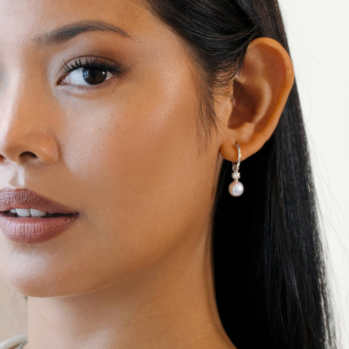 La Clara Pearl Drop Hoop Earrings