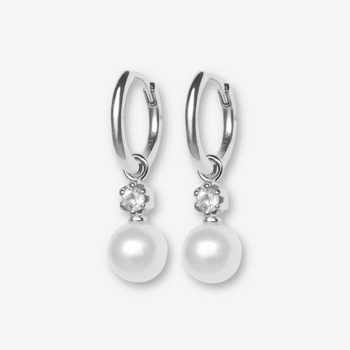 La Clara Pearl Drop Hoop Earrings