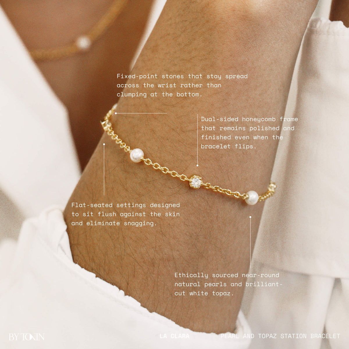 La Clara Pearl and Topaz Station Bracelet