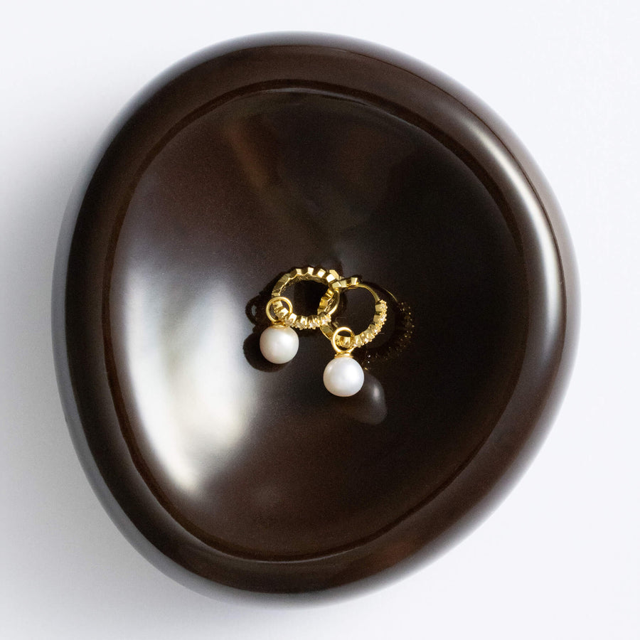La Clara Pearl Drop Pavé Hoop Earrings