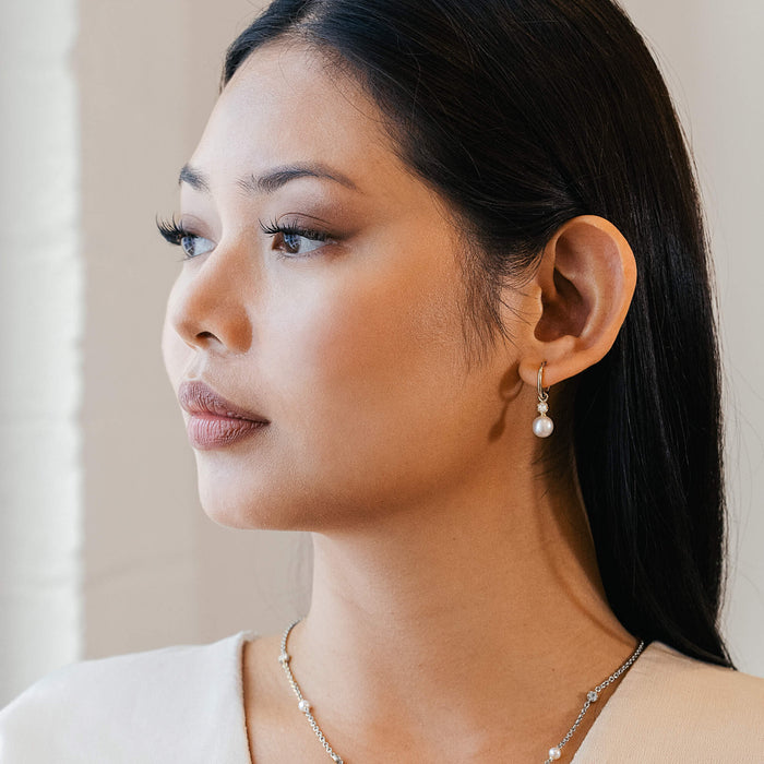 La Clara Pearl Drop Hoop Earrings