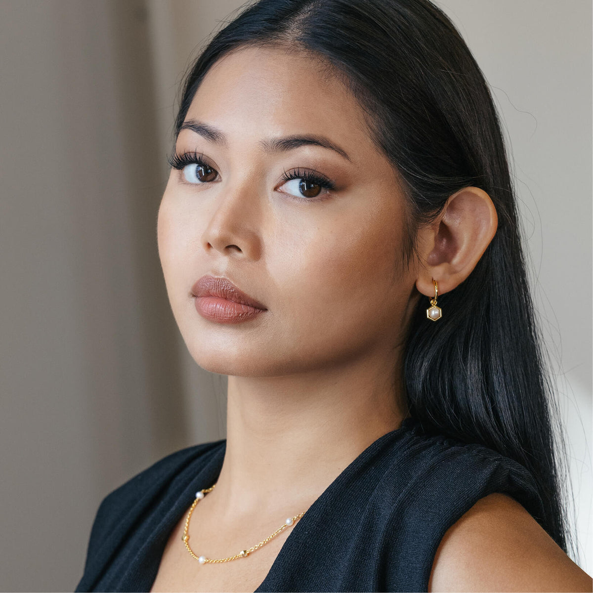 La Clara Pearl and Topaz Station Necklace