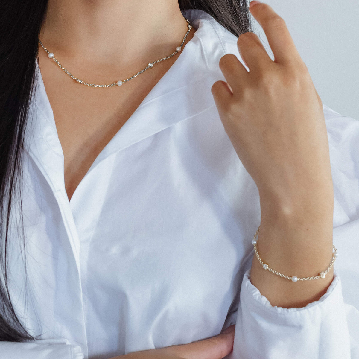 La Clara Pearl and Topaz Station Bracelet