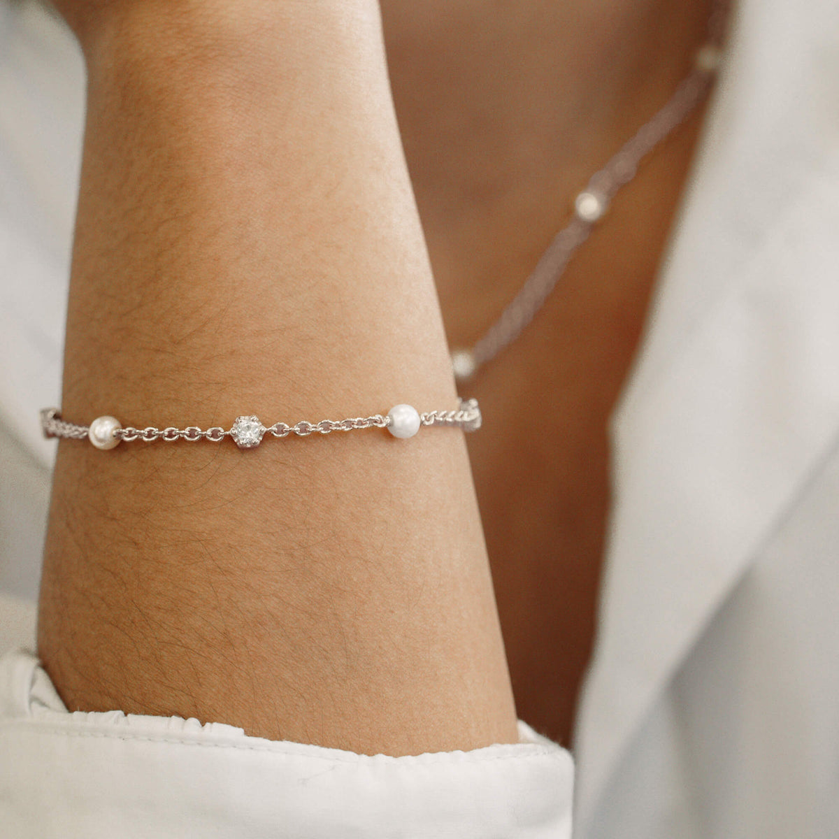 Pulseira La Clara com Pérolas e Topázios
