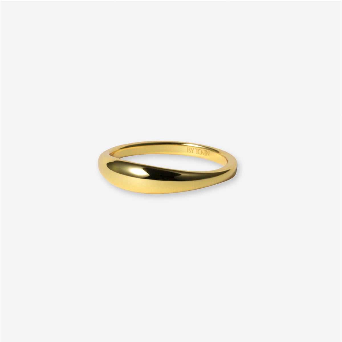 BY TONIN's Heritage gold slim dome ring with a high-polished finish on white background.