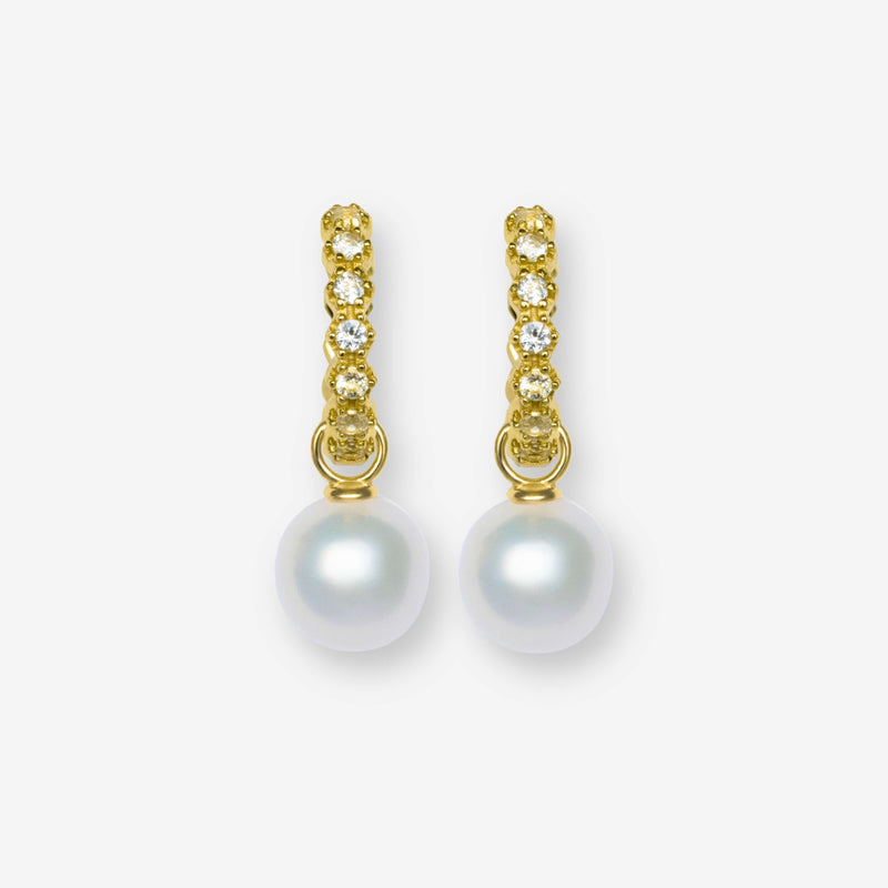 La Clara Pearl Drop Pavé Hoop Earrings