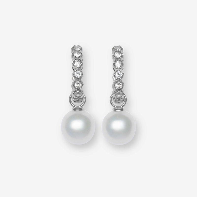 La Clara Pearl Drop Pavé Hoop Earrings
