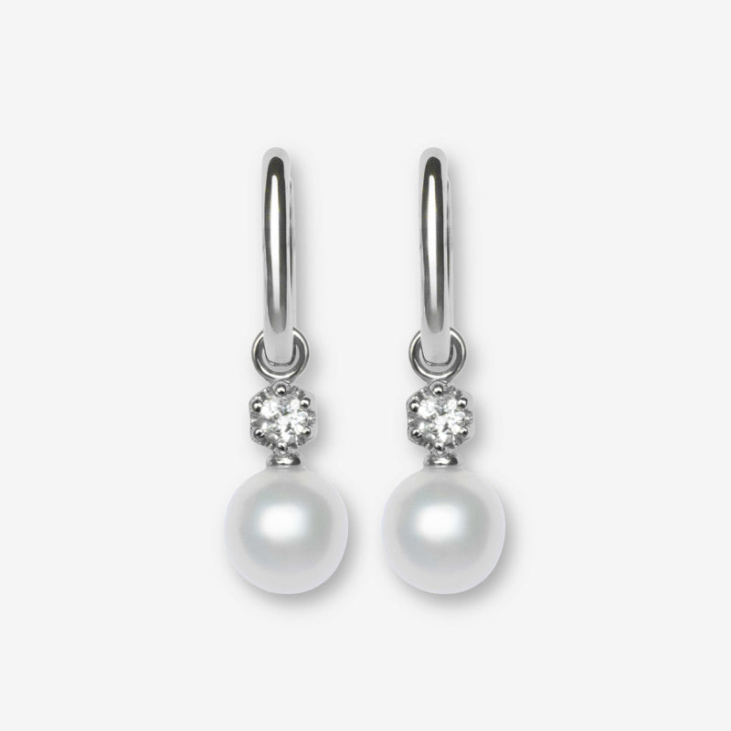 La Clara Pearl Drop Hoop Earrings