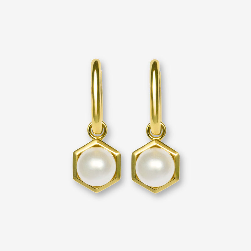 La Clara Pearl in Honeycomb Hoop Earrings