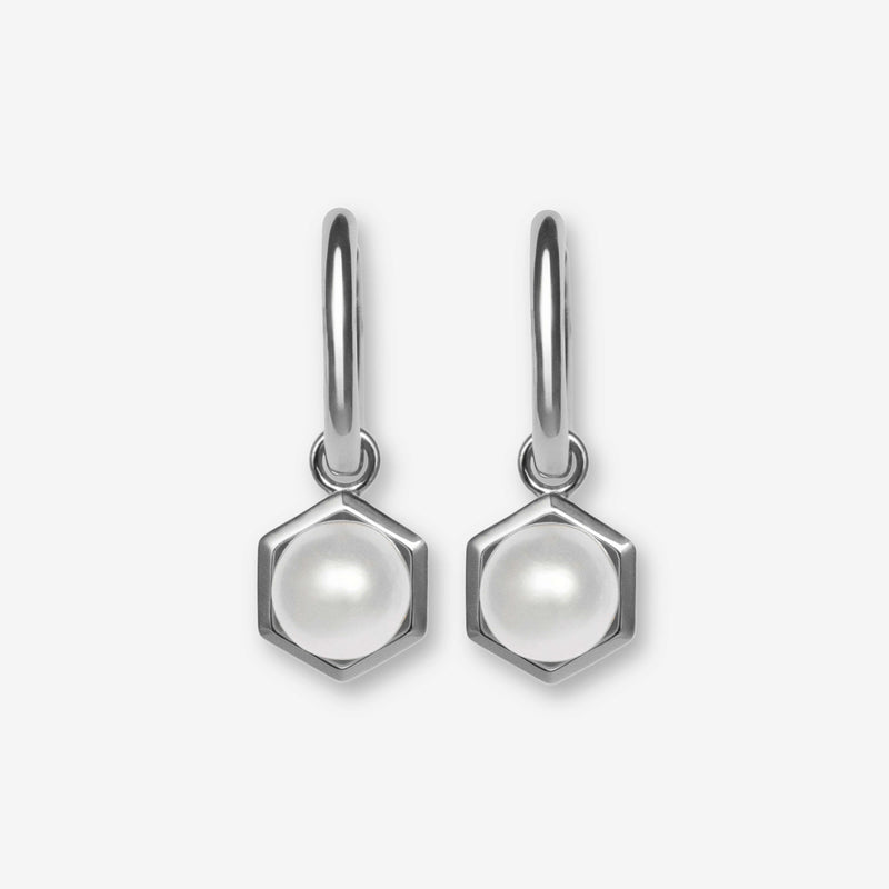 La Clara Pearl in Honeycomb Hoop Earrings