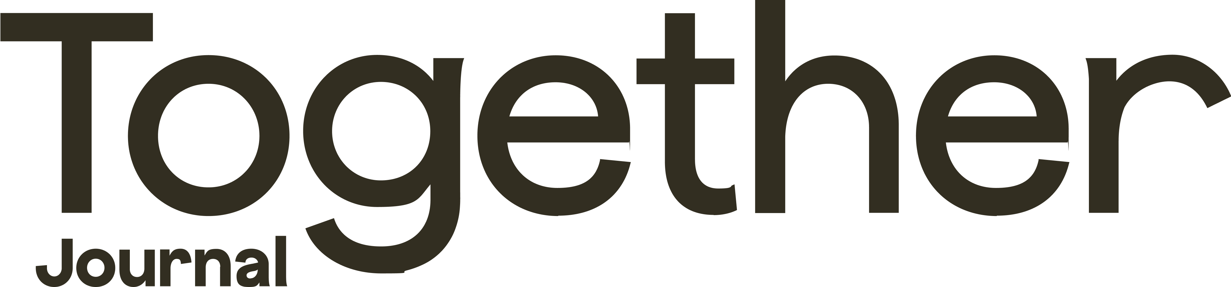Logo of 'Together Journal' with a black text on a transparent background